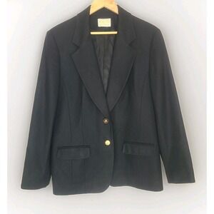 VTG Pendleton Womens Woolen Mills‎ Wool Jacket Blazer Black Gold Black Buttons